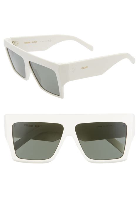 celine white acetate sunglasses|celine 60mm flat top sunglasses.